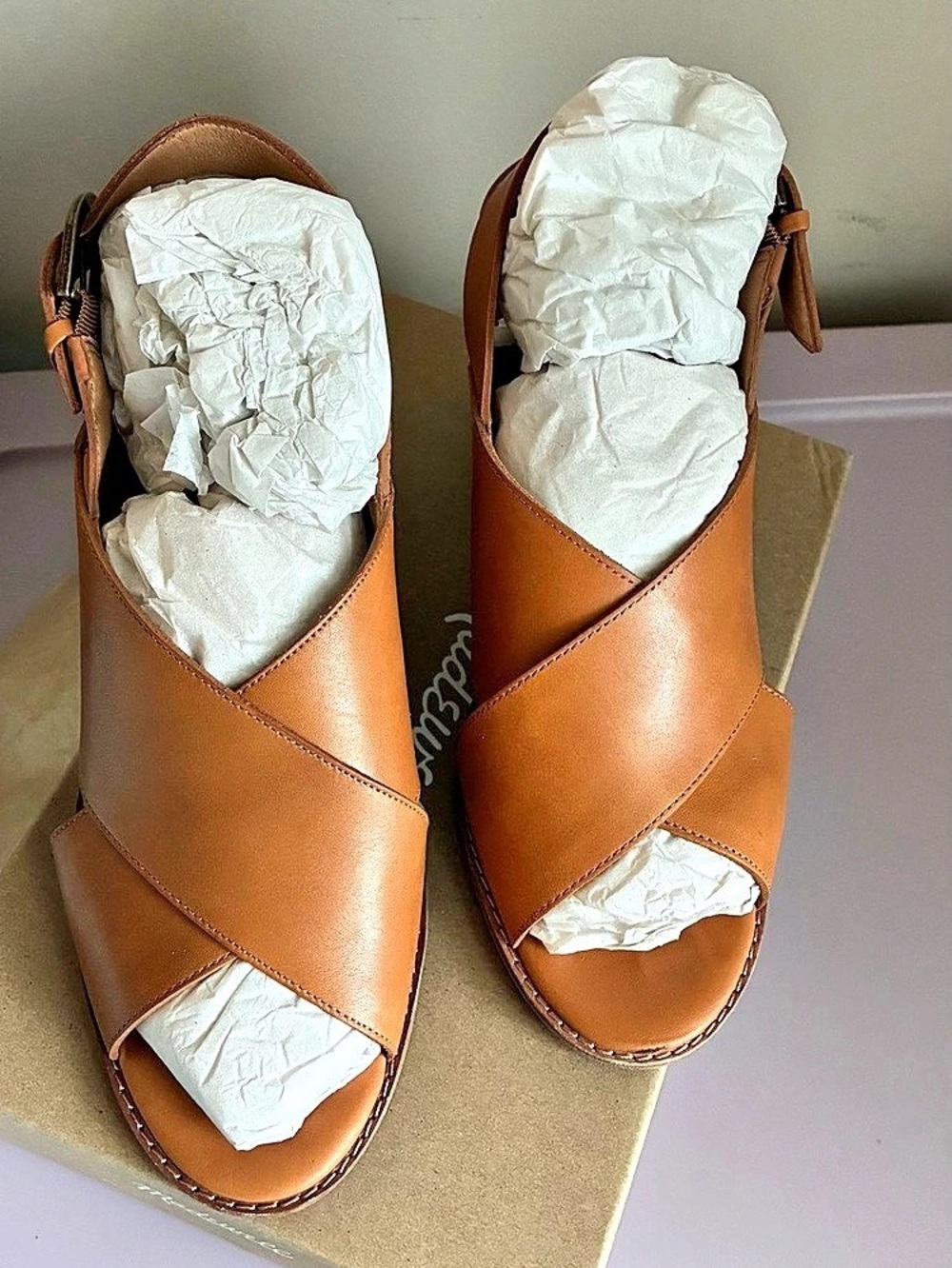 Madewell The Cary Sandal in Leather Brown US 10